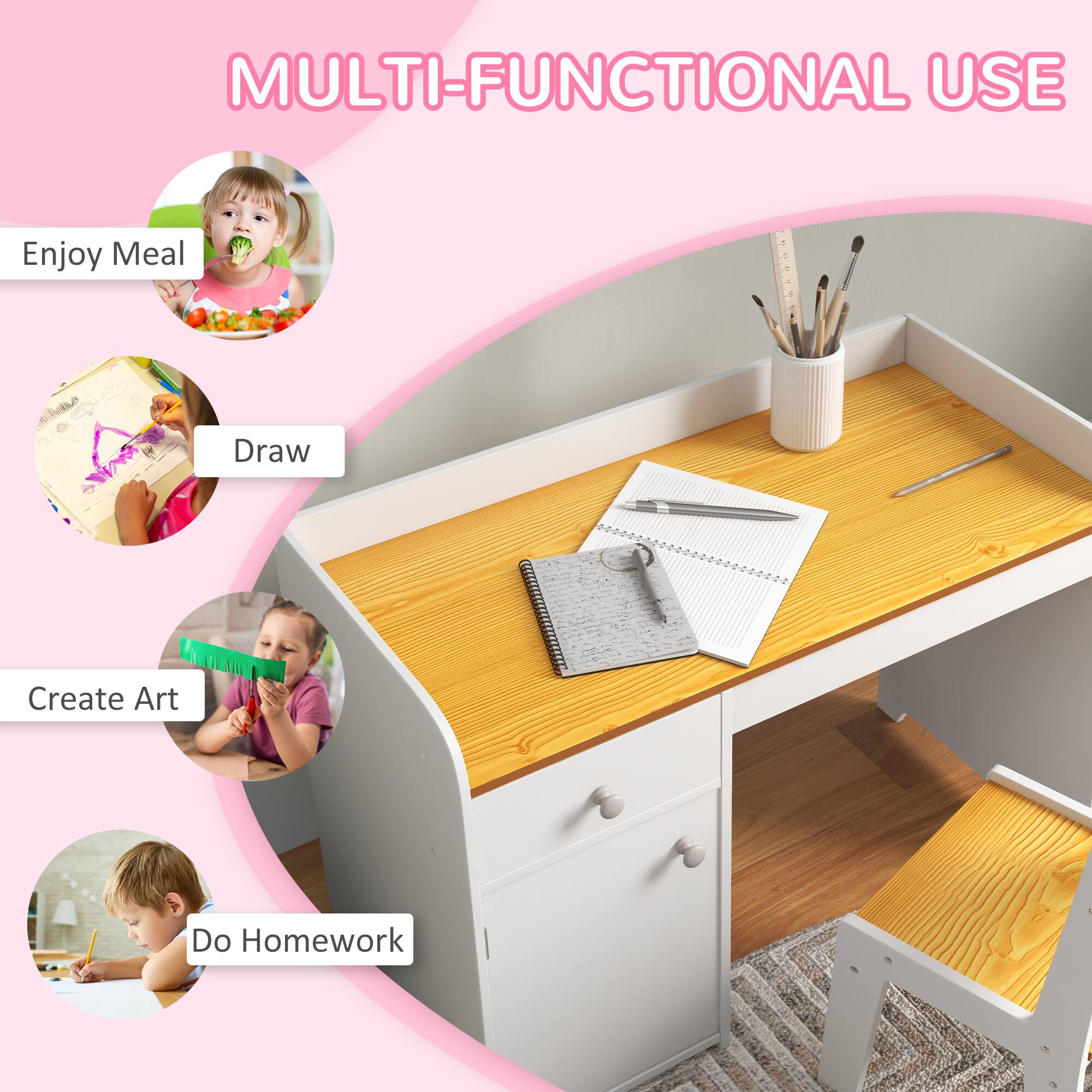 MULTI-FUNCTIONAL USE

Enjoy Meal

Draw

Create Art

Do Homework