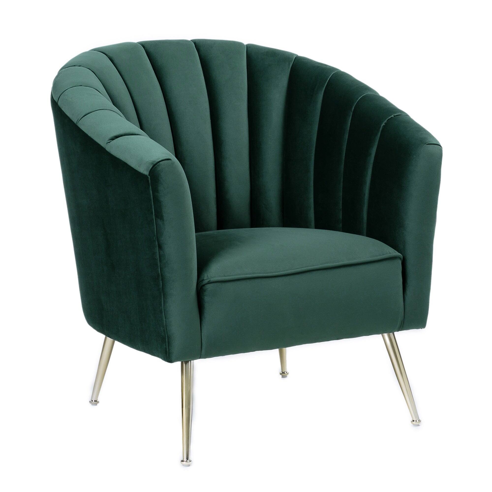 Front. Manhattan Comfort - Rosemont Mid-Century Modern Velvet Accent Armchair - Green.