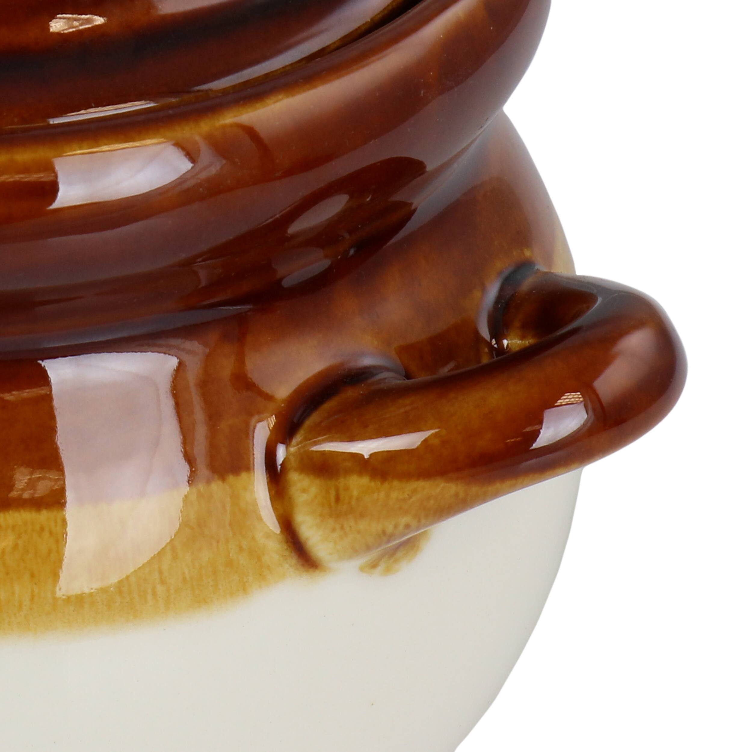 Alt View 4. Elama - Elama 4 Piece Double Handle 15 Ounce French Onion Soup Bowl with Lid - Brown, Taupe.