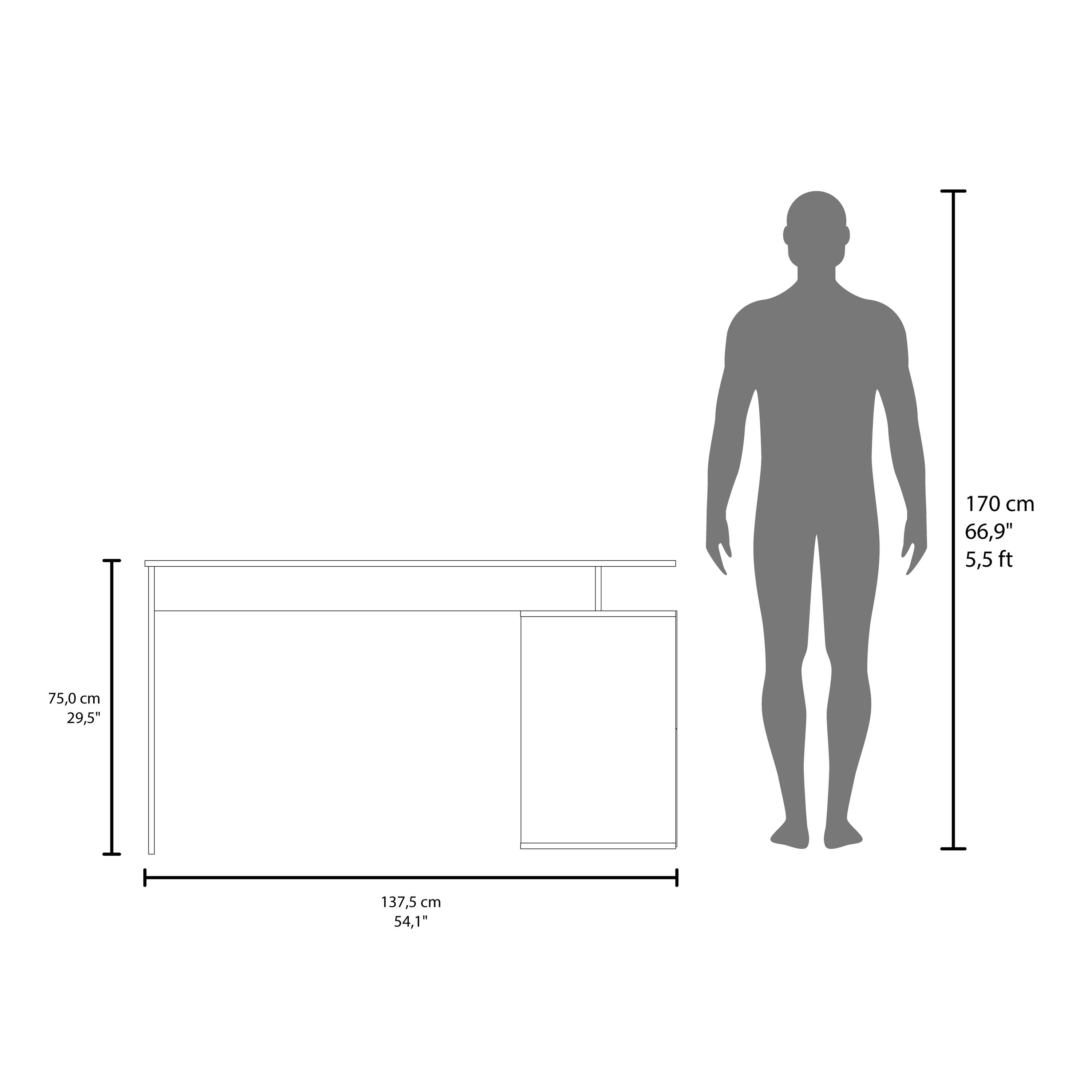 170 cm 66,9" 5,5 ft  
75,0 cm 29,5"  
137,5 cm 54,1"