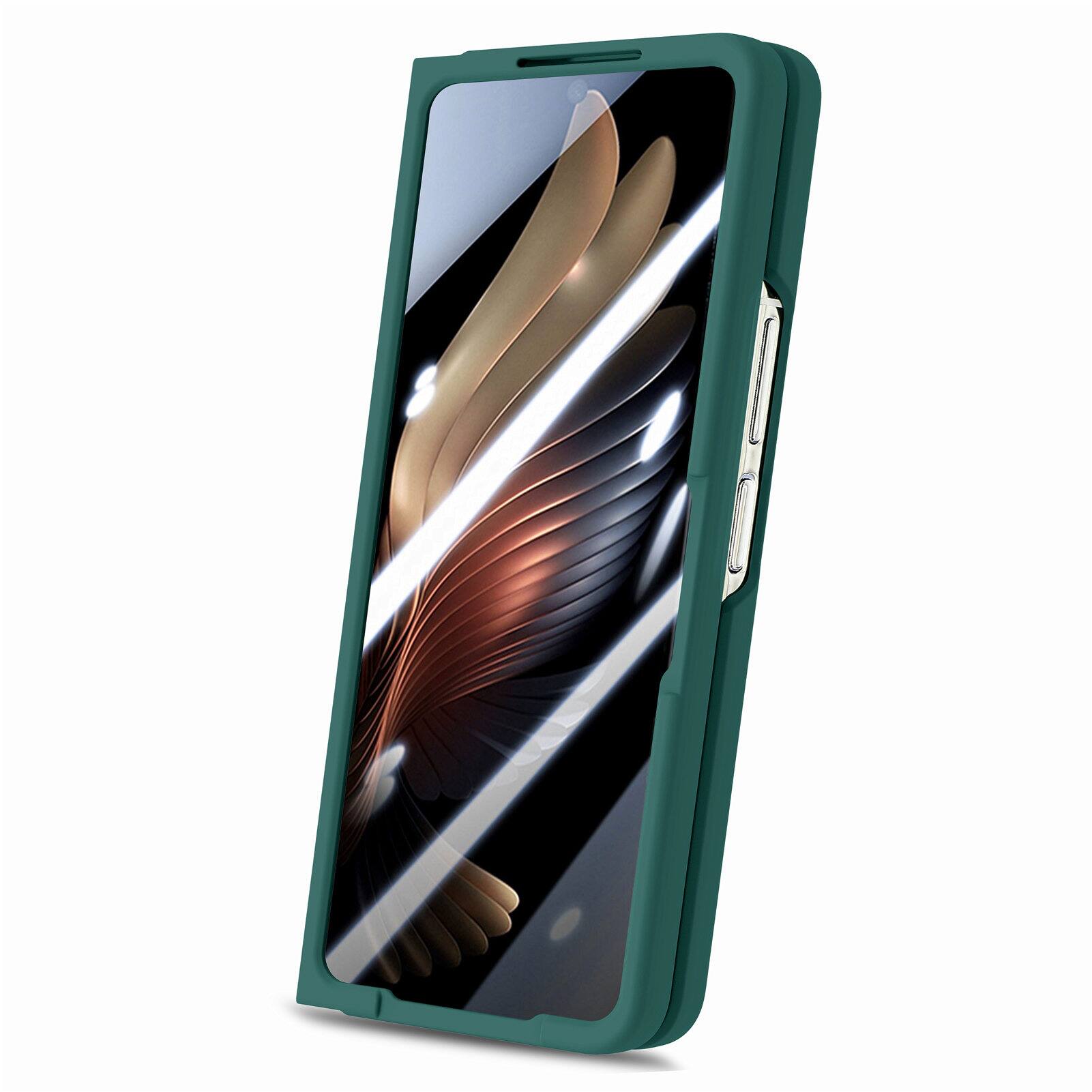 Alt View 4. Dteck - Shockproof Wristband Phone Case for Samsung Galaxy Z Fold7 with Screen Protector, Slim Hard PC TPU Full Protective Cover - Darkgreen.