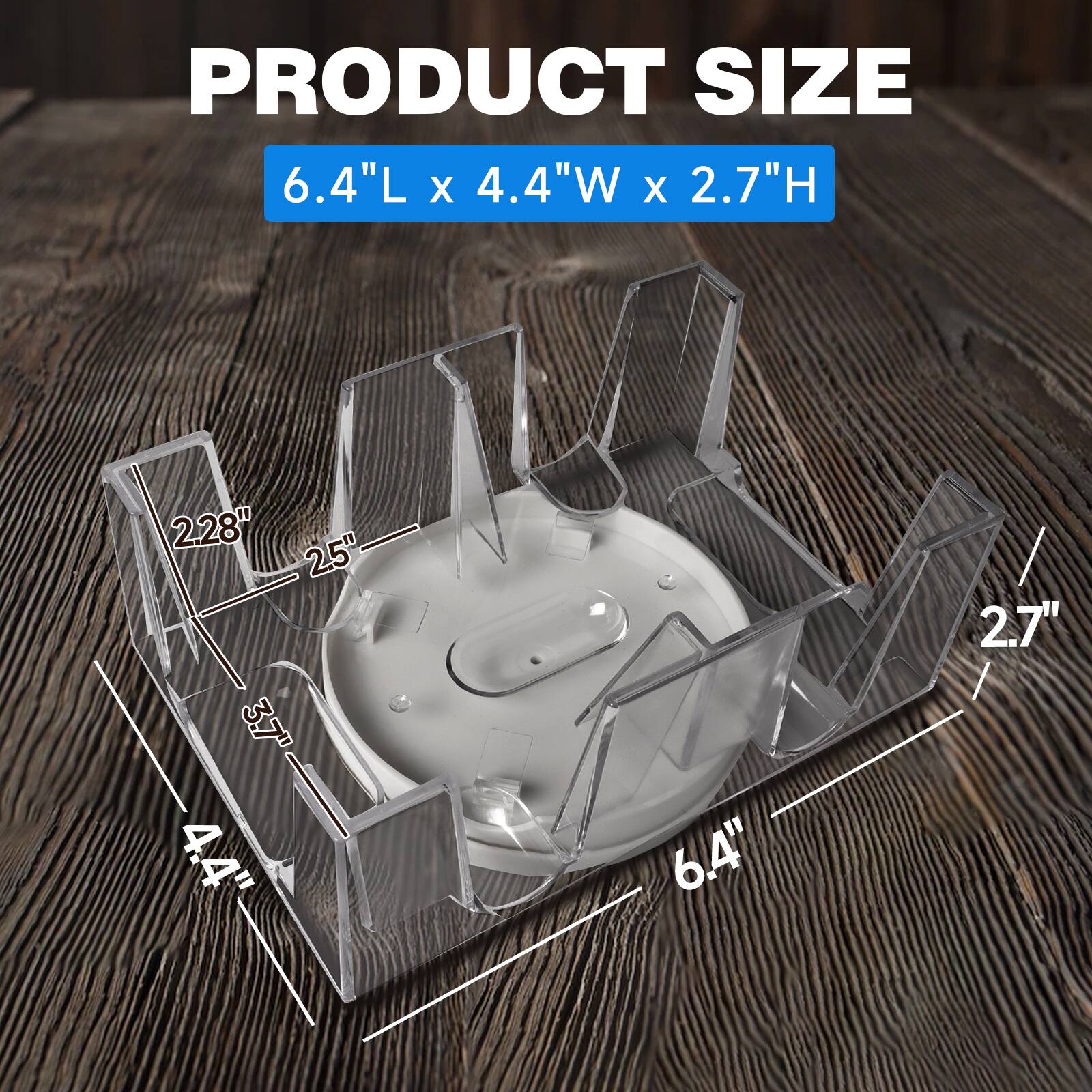 PRODUCT SIZE: 6.4"L x 4.4"W x 2.7"H

Dimensions: 2.28", 2.5", 3.7", 4.4", 6.4", 2.7"