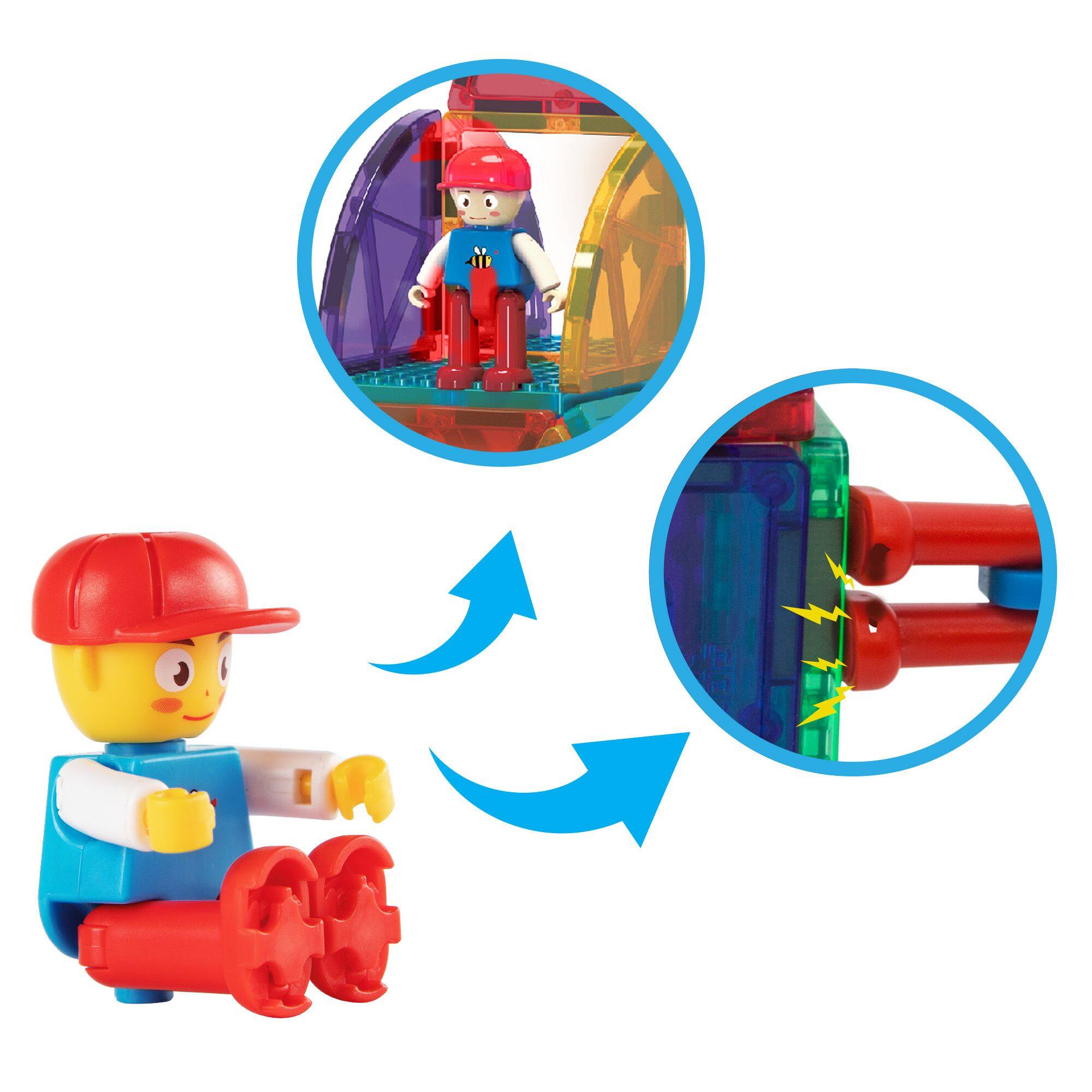 Alt View 3. PicassoTiles - PICASSO-TILES 353 PC Magnetic Tiles and Brick Compatible Set, STEM Toys for Kids 3+.