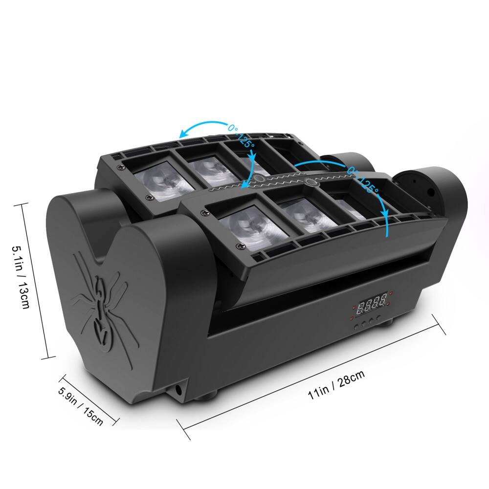 Sure, here is the corrected and grouped text from the image:

- 5.1in / 13cm
- 5.9in / 15cm
- 11in / 28cm
- 0° - 125°
- 0° - 125°