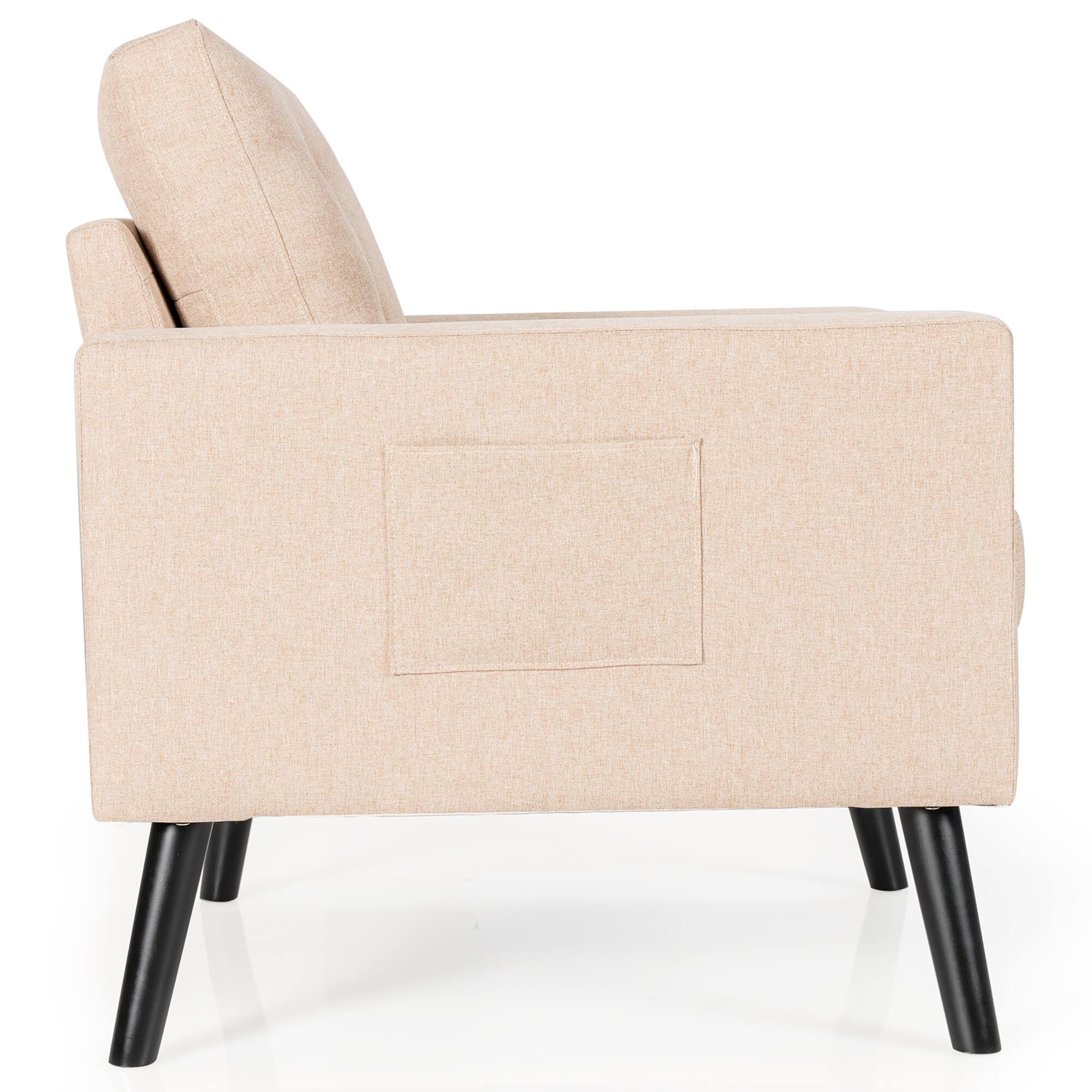Alt View 17. Costway - Modern Accent Upholstered Single Sofa Chair with 2-Side Pockets - Beige.