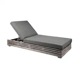Armen Living - Vivid Outdoor Patio Chaise Lounge Chair Eucalyptus Wood with Olefin Cushions - Gray