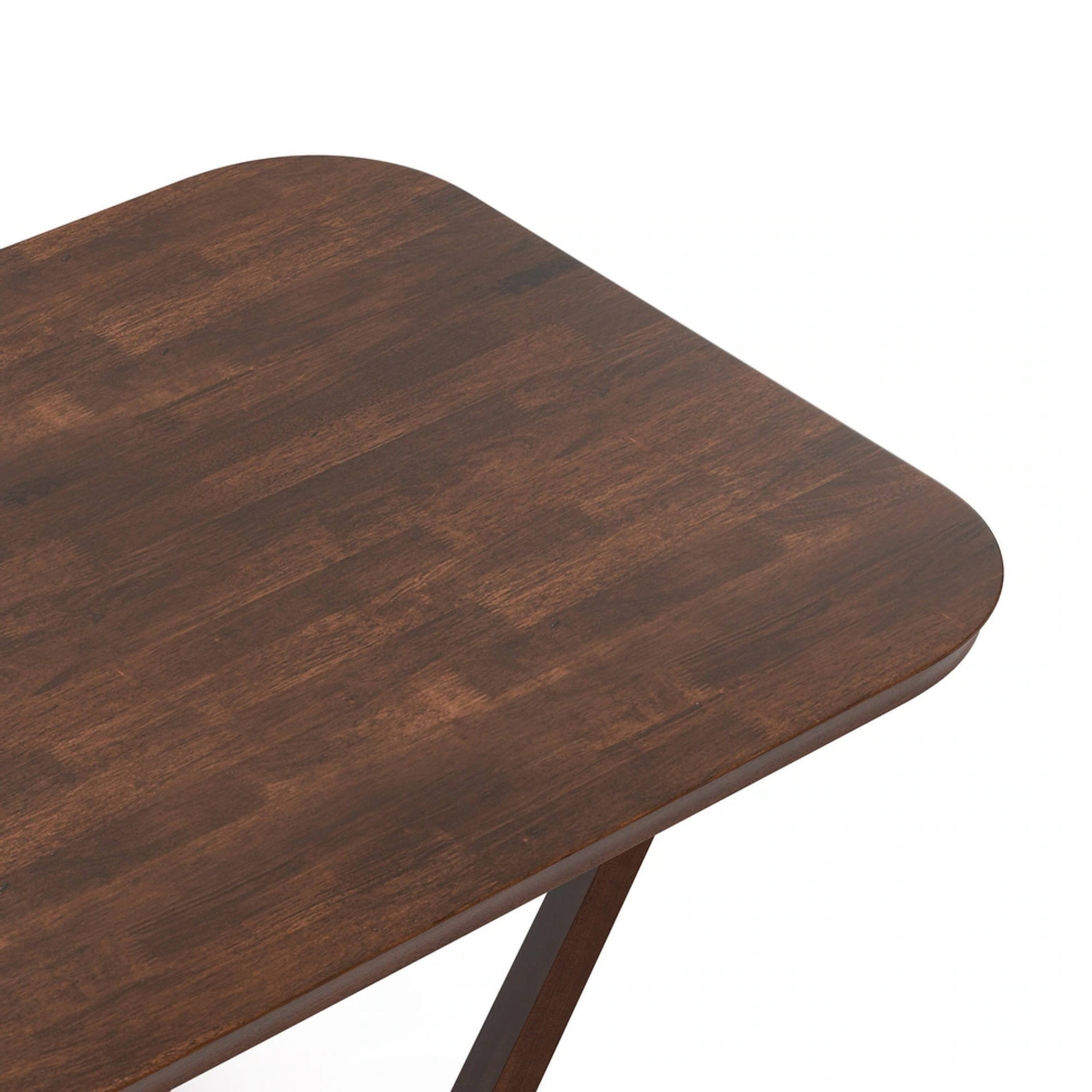 Alt View 3. Manhattan Lane - Niva 7pc Dining Table Set, 6 Fabric Side Chairs, Brown Full Solid Wood - Walnut Brown, Light Brown.