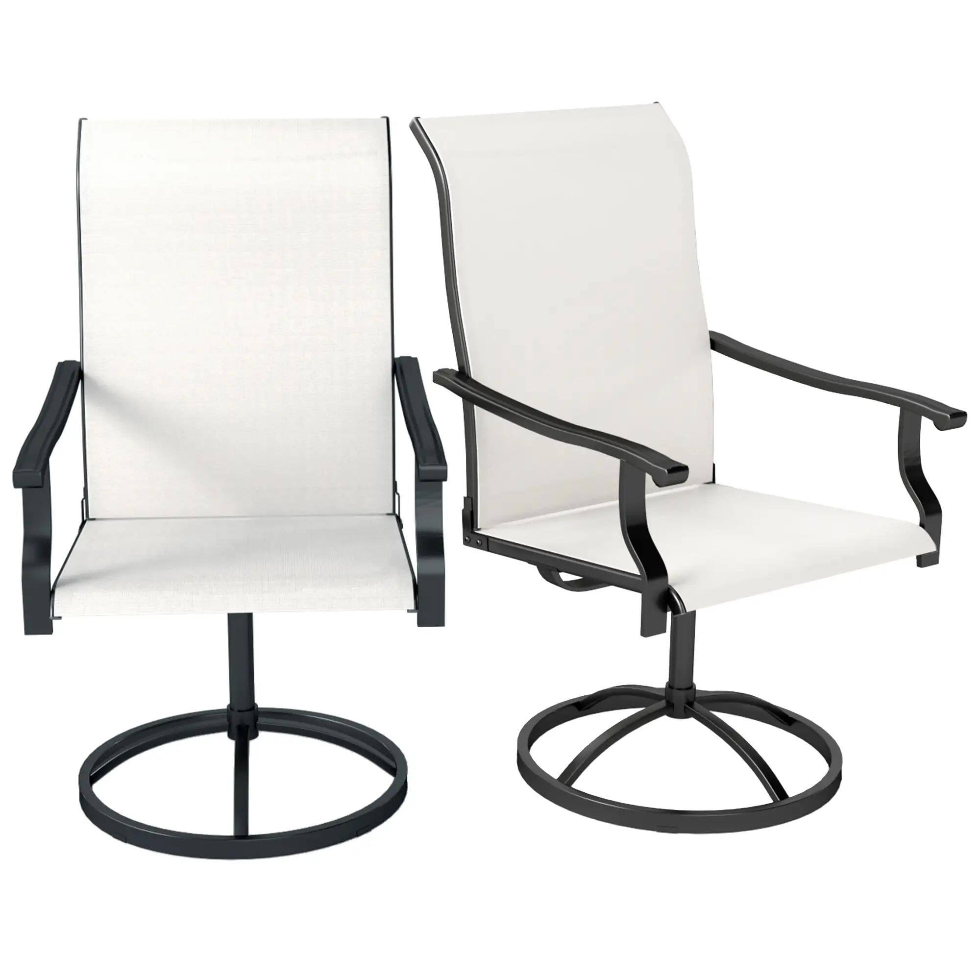 Alt View 7. Resenkos - Resenkos Outdoor Swivel Seating Set, High-Back Mesh Dining Chairs, Weatherproof for Yard, Outdoor Living, Cream White - Cream White.