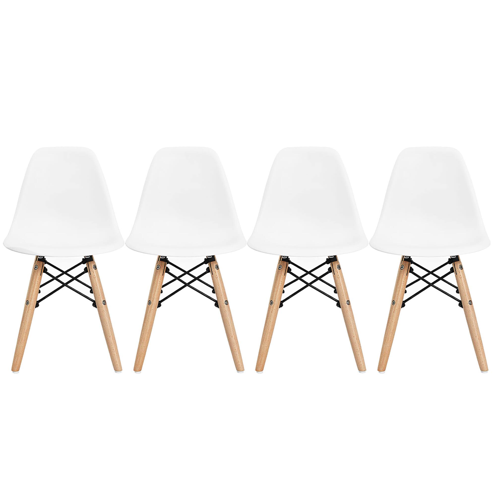 Alt View 9. Costway - Costway 4 PCS Kids Chair Set Mid-Century Modern Style Dining Chairs w/ Wood Legs - White.