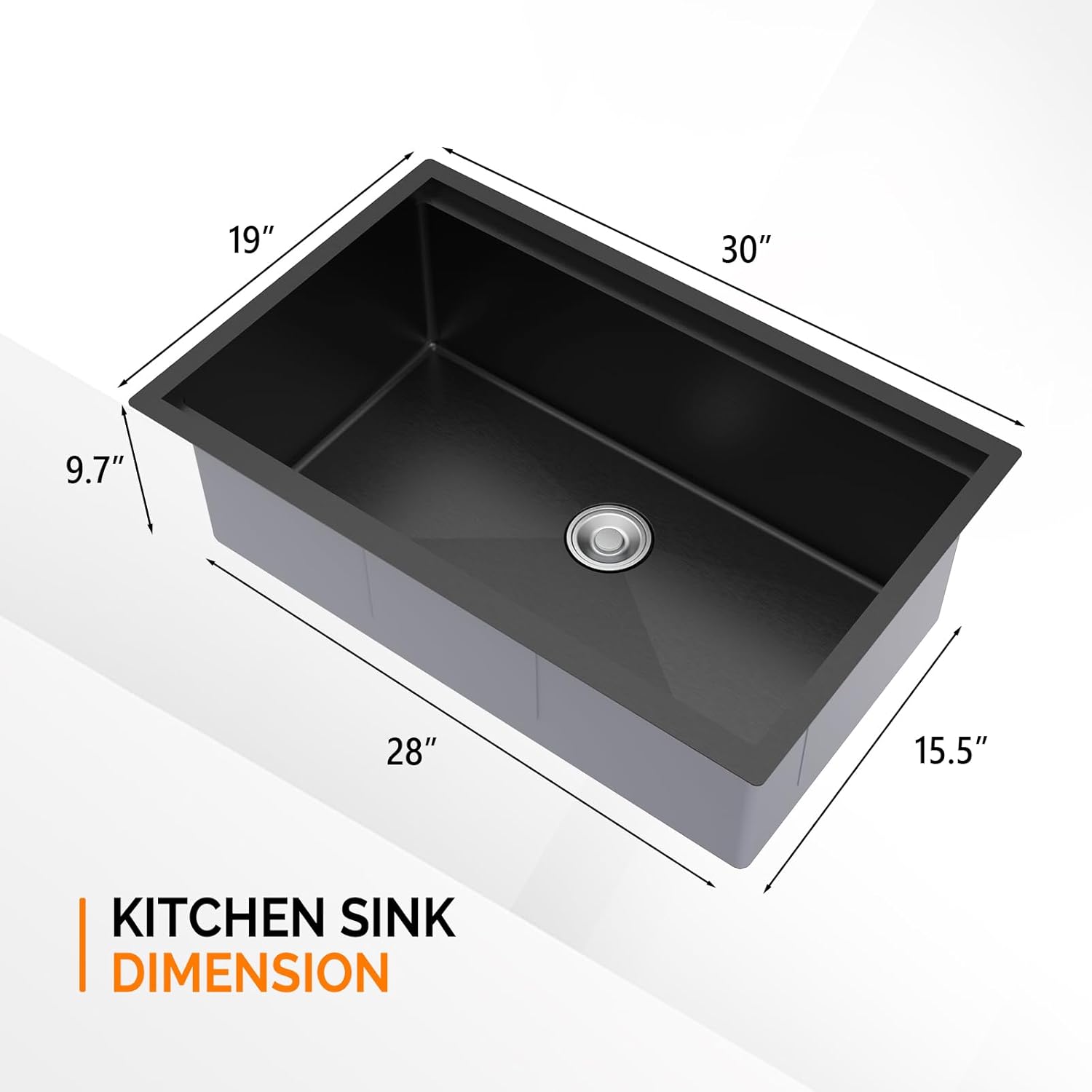 19" 30" 9.7" 28" 15.5" KITCHEN SINK DIMENSION
