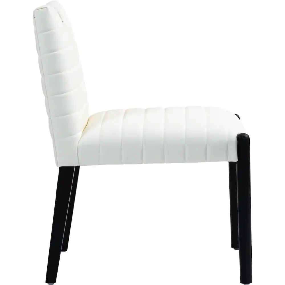 Alt View 3. Meridian Furniture - Aimee Cream Vegan Leather Dining Side Chair, Set of 2 - Beige.