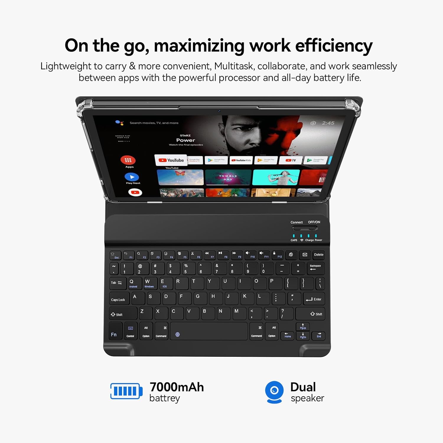 On the go, maximizing work efficiency

Lightweight to carry & more convenient, multitask, collaborate, and work seamlessly between apps with the powerful processor and all-day battery life.

7000mAh battery

Dual speaker