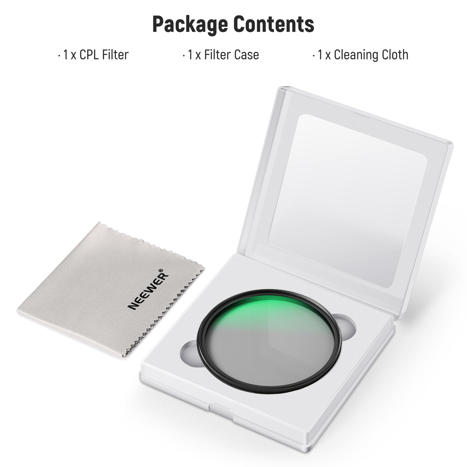 Package Contents

- 1 x CPL Filter
- 1 x Filter Case
- 1 x Cleaning Cloth