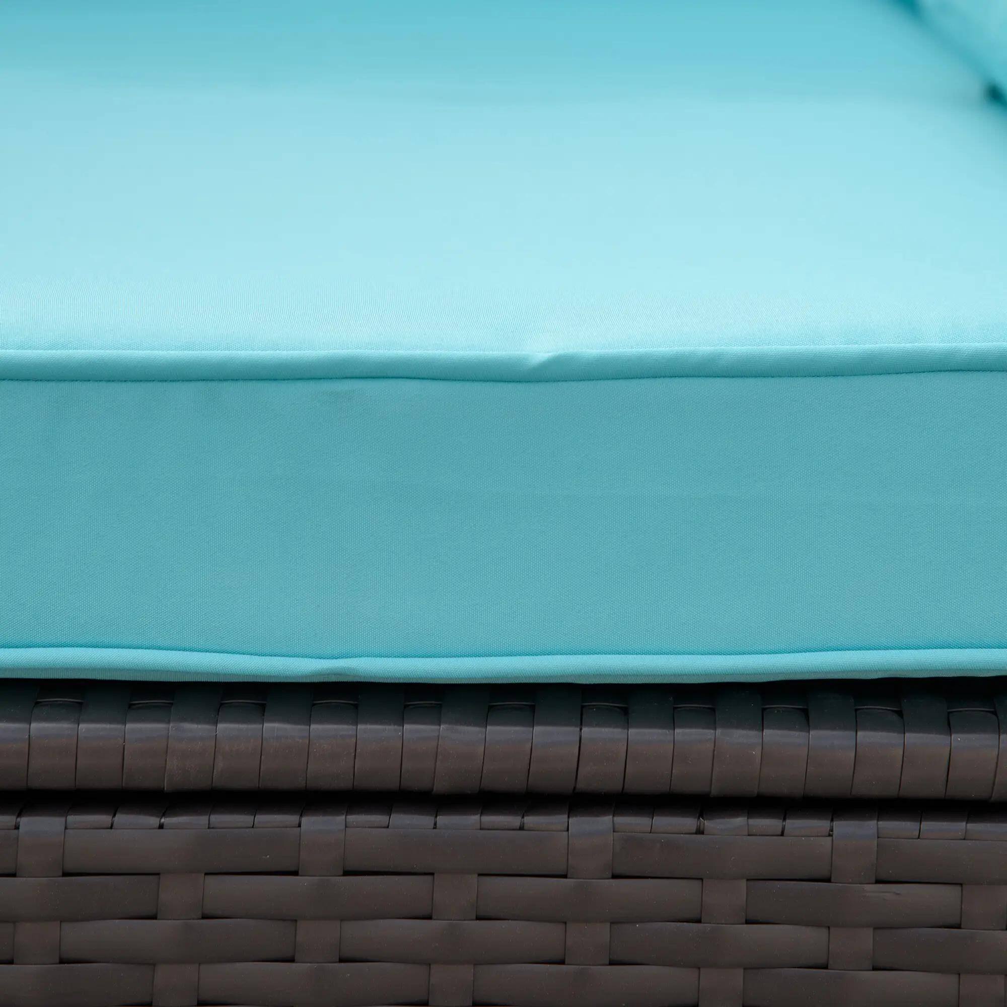 Back. Resenkos - Resenkos 7-Piece Rattan Sectional Set, Outdoor Sectional Furniture, PE Rattan, Turquoise - Turquoise.