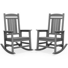 SERWALL - Outdoor Rocking Chair Set of 2, Patio Rocking Chair, HDPE All-Weather Outdoor Rocking Chair, Multi Gray - Unique Gray