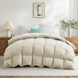 Peace Nest - All Season 300TC 100% Cotton Goose Feather Down Comforter Duvet Insert, King - Khaki