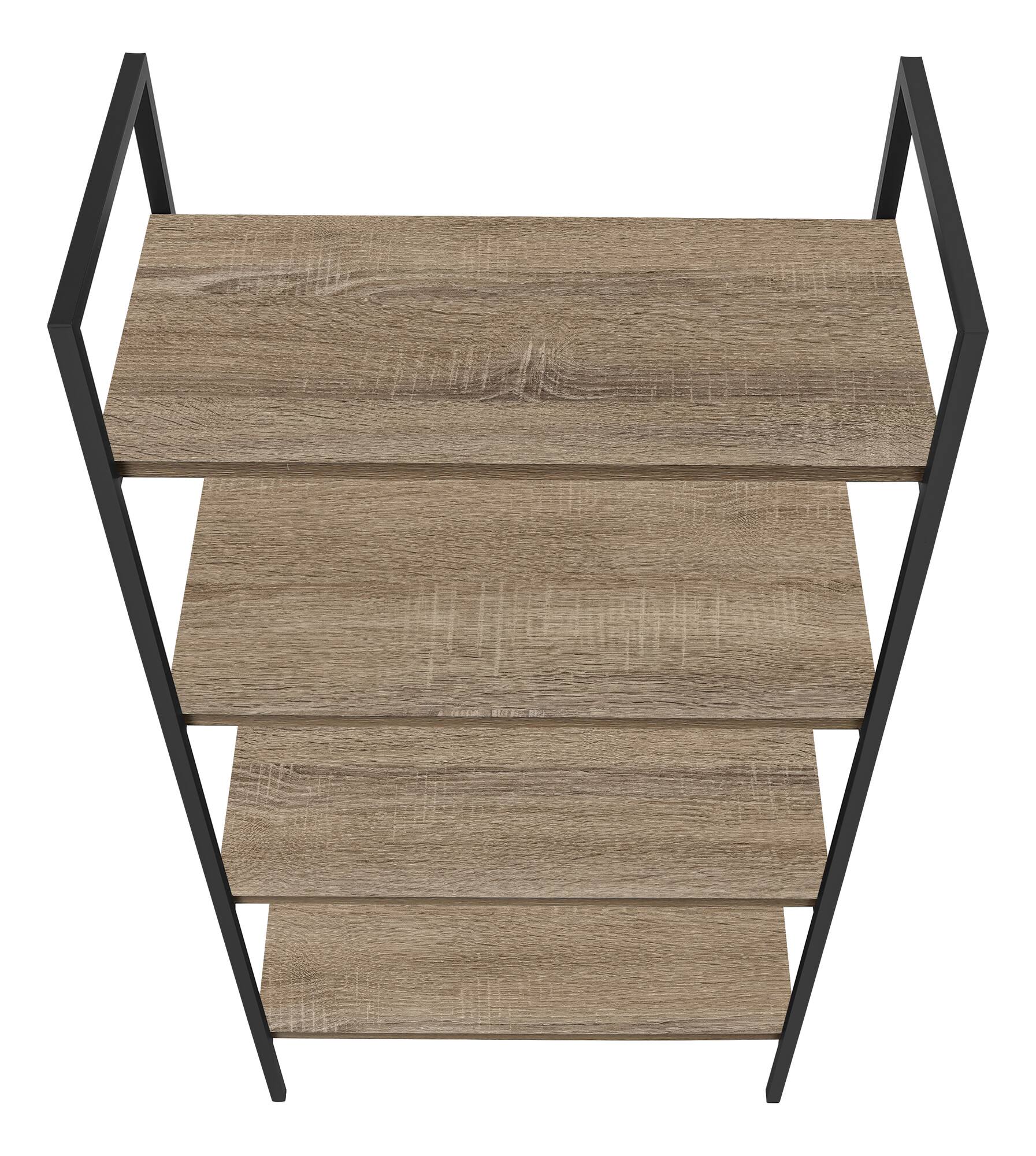 Alt View 3. TinyHomie - Bookshelf Bookcase 4 Tier 48in H Brown Laminate Black Metal - taupe.