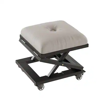 Front. Vecelo - Rolling Ottomans with Wheels, Adjustable Foot Rest Stools, Foldable Mobile Footstool for Home and Office.