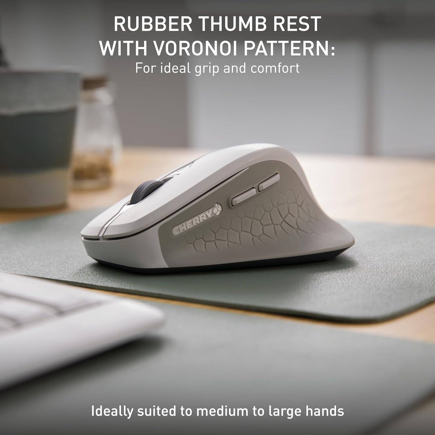 RUBBER THUMB REST WITH VORONOI PATTERN: For ideal grip and comfort

CHERRY

Ideally suited to medium to large hands