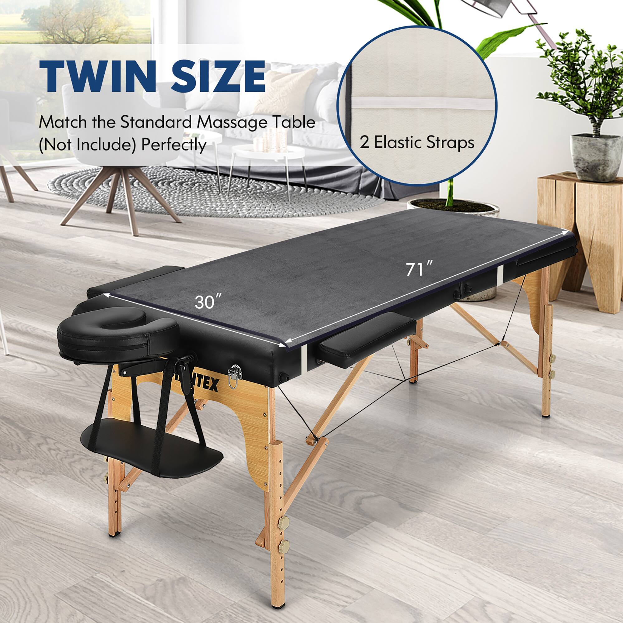 Twin Size Match the Standard Massage Table (Not Include) Perfectly 2 Elastic Straps 30" 71" Tex