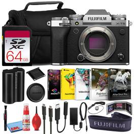 Fujifilm - X-T5 Mirrorless Camera (Body Only) (Silver) Sony 64GB Card Bundle