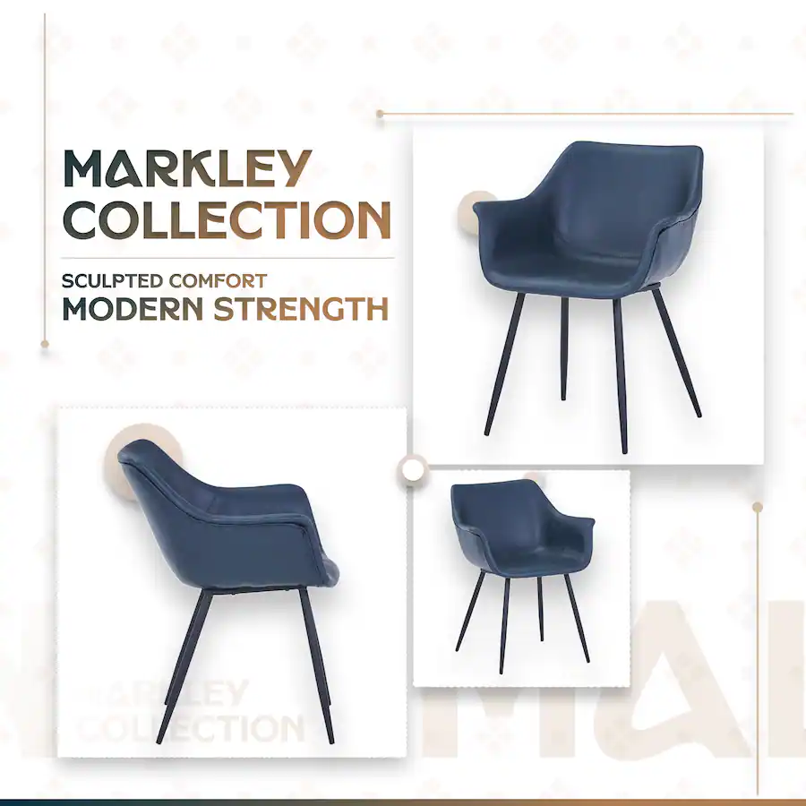 LeisureMod Markley Modern Distressed Leather Dining Chair with Iron ...