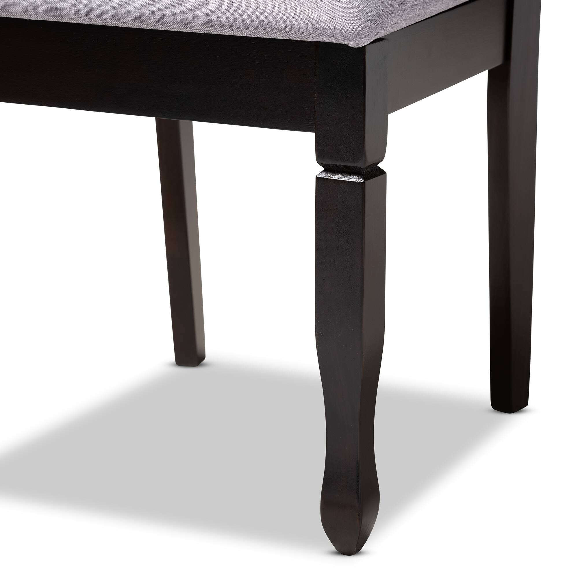 Back. Baxton Studio - Lanier Modern and Contemporary Fabric Upholstered Espresso Finished Wood Dining Chair - Gray/Espresso.