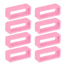 Front. Unique Bargains - Watch Band Holder Loop, 8pcs Universal Silicone Watch Replacement Band Strap Keeper Parts for Smart Sport (22mm) - Pink.