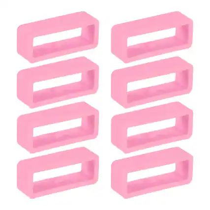 Front. Unique Bargains - Watch Band Holder Loop, 8pcs Universal Silicone Watch Replacement Band Strap Keeper Parts for Smart Sport (22mm) - Pink.