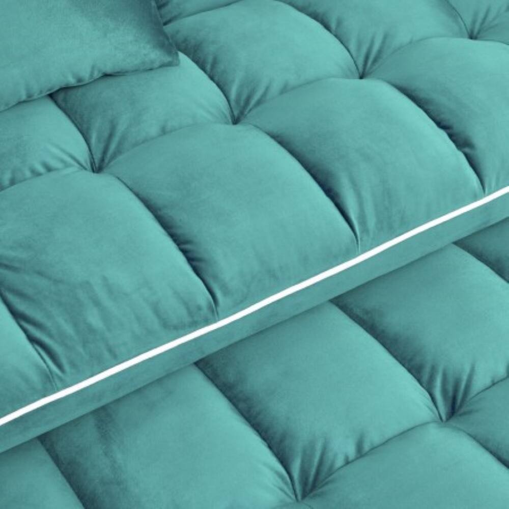 Alt View 9. Tiramisubest - Modern Velvet Versatile Foldable Sofa Bed in 3 Lengths,Adjustable Back w/ USB Port,Ashtray & Swivel Phone Stand (Green) - Antique blue green.