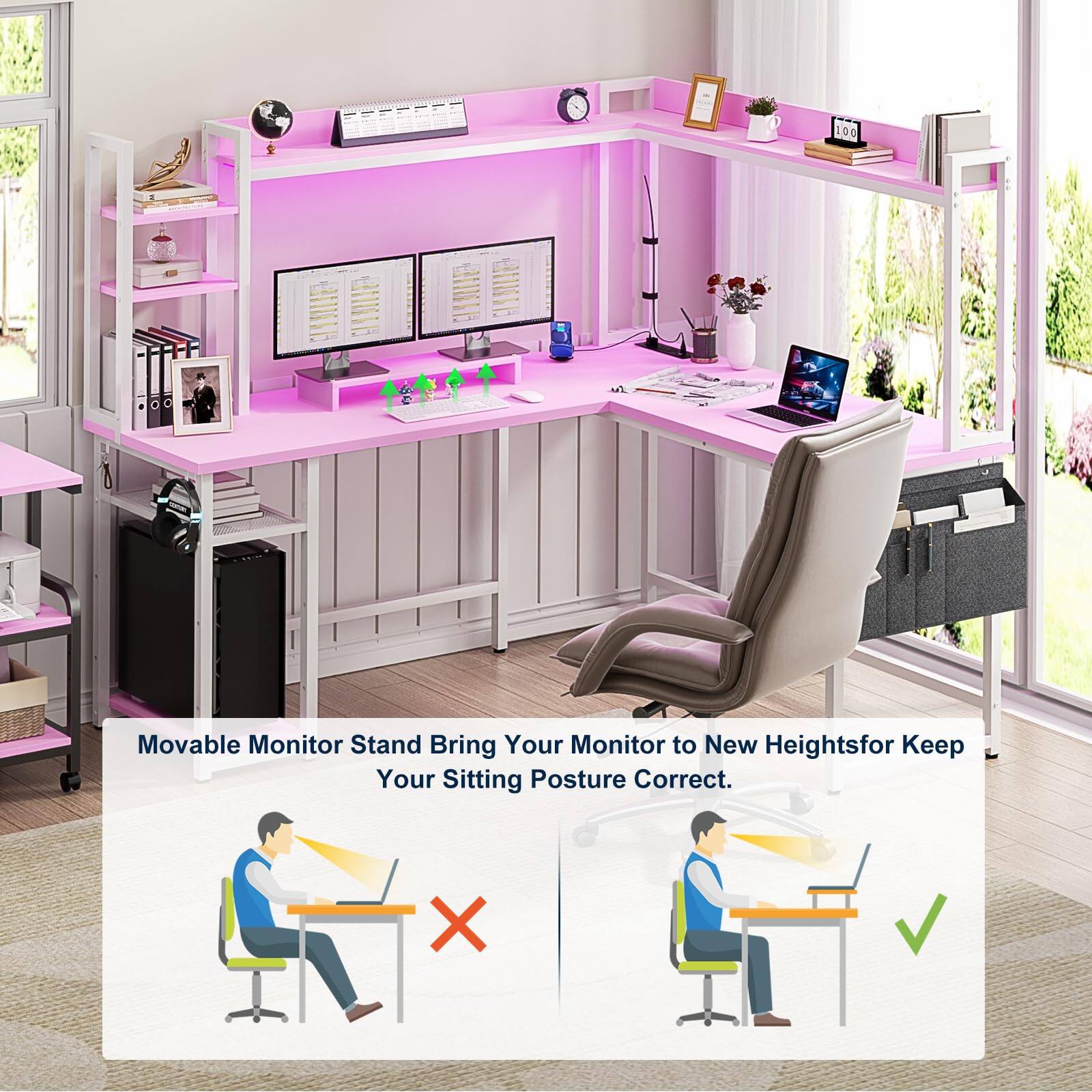 Movable Monitor Stand Bring Your Monitor to New Heights for Keep Your Sitting Posture Correct.