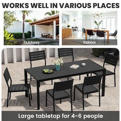 WORKS WELL IN VARIOUS PLACES

Outdoors Indoors

Large tabletop for 4-6 people