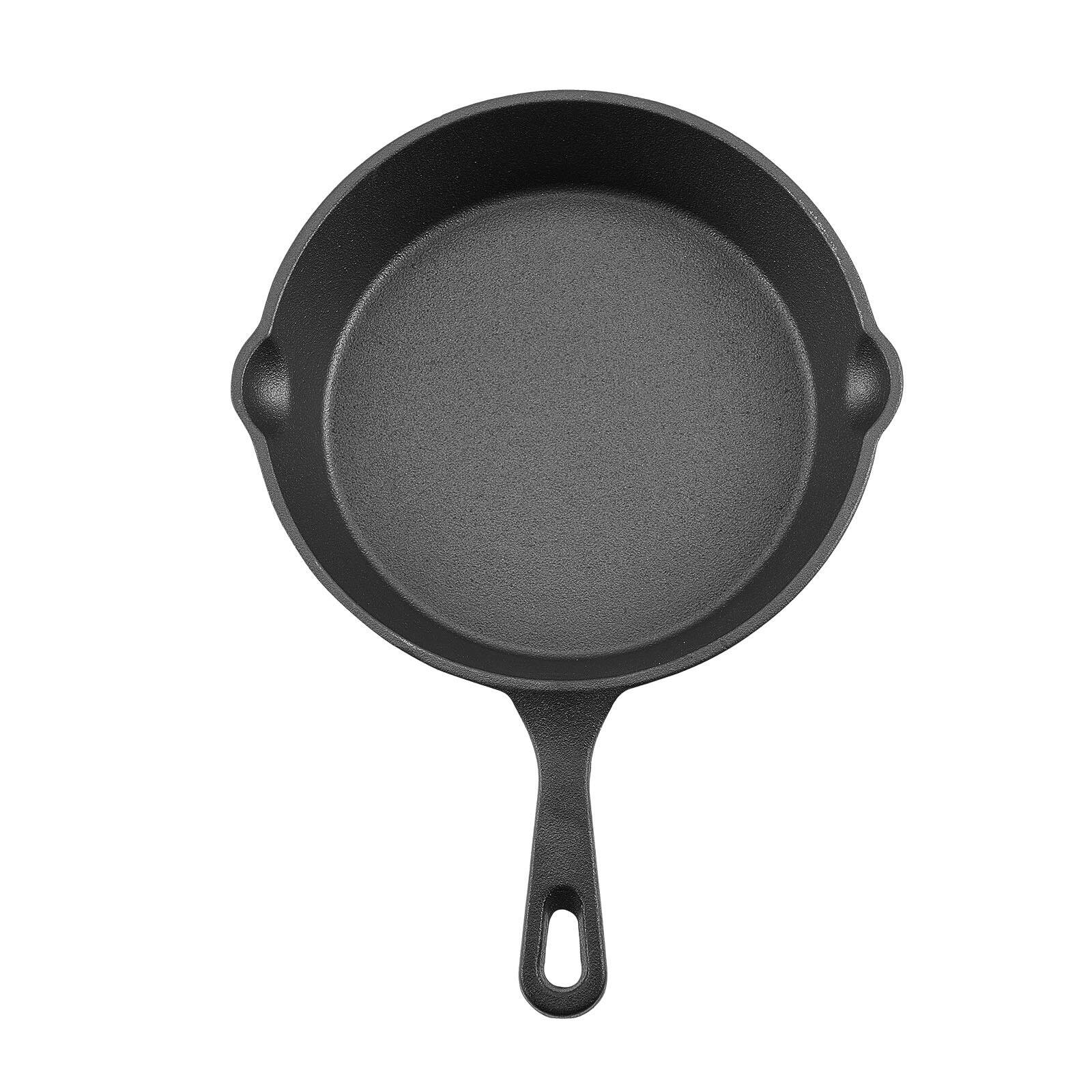 Alt View 8. Glintex - Cast Iron Skillet Frying Pan Set, 4 Piece Pre-Seasoned Cookware with Silicone Handle for Oven and Induction - Black.