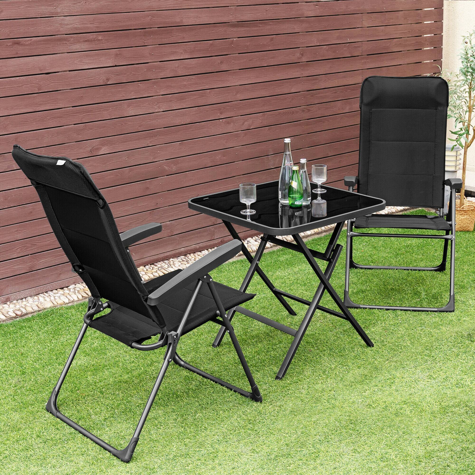 Alt View 3. Costway - Costway 4PCS Patio Folding Dining Chairs Portable Camping Headrest Adjust - Black.