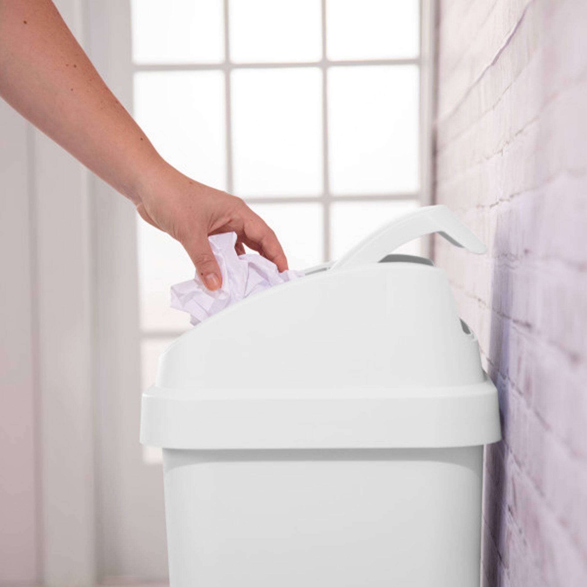 Alt View 3. Sterilite - Sterilite 13 Gal Swing Top Lidded Wastebasket Kitchen Trash Can, White (8 Pack) - White.