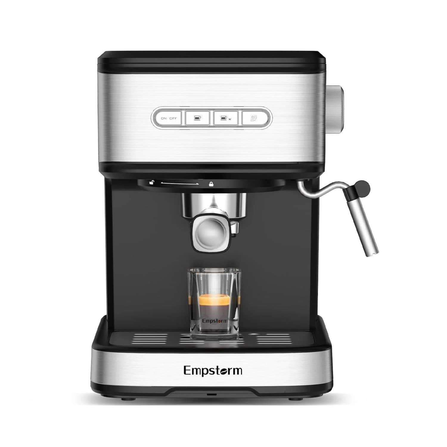 Empstorm - 50 oz. Espresso Coffee Maker with Fast Heating System, Powerful Steamer Foaming - Silver