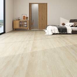 Dotfloor - 48"x7.2" SPC Composite Flooring; 12 Planks/Box (28.68 sq. ft/Box); 5mm Thick with 1mm IXPE Backing; 12 mil Wear Layer - Cream Teak