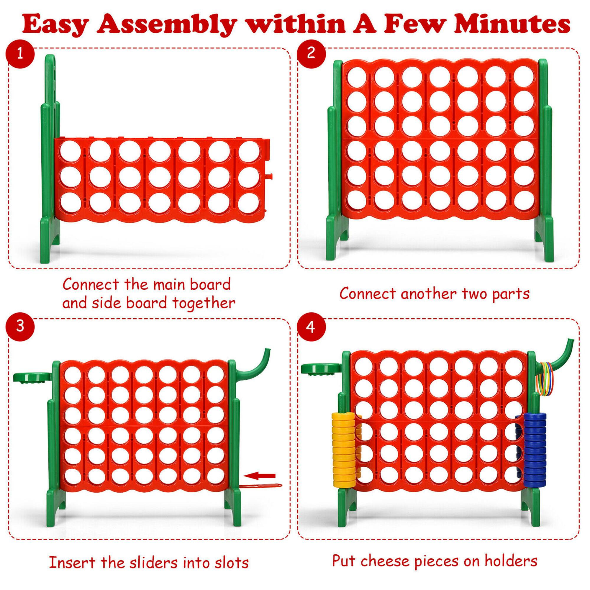 Easy Assembly within A Few Minutes

1. Connect the main board and side board together
2. Connect another two parts
3. Insert the sliders into slots
4. Put cheese pieces on holders