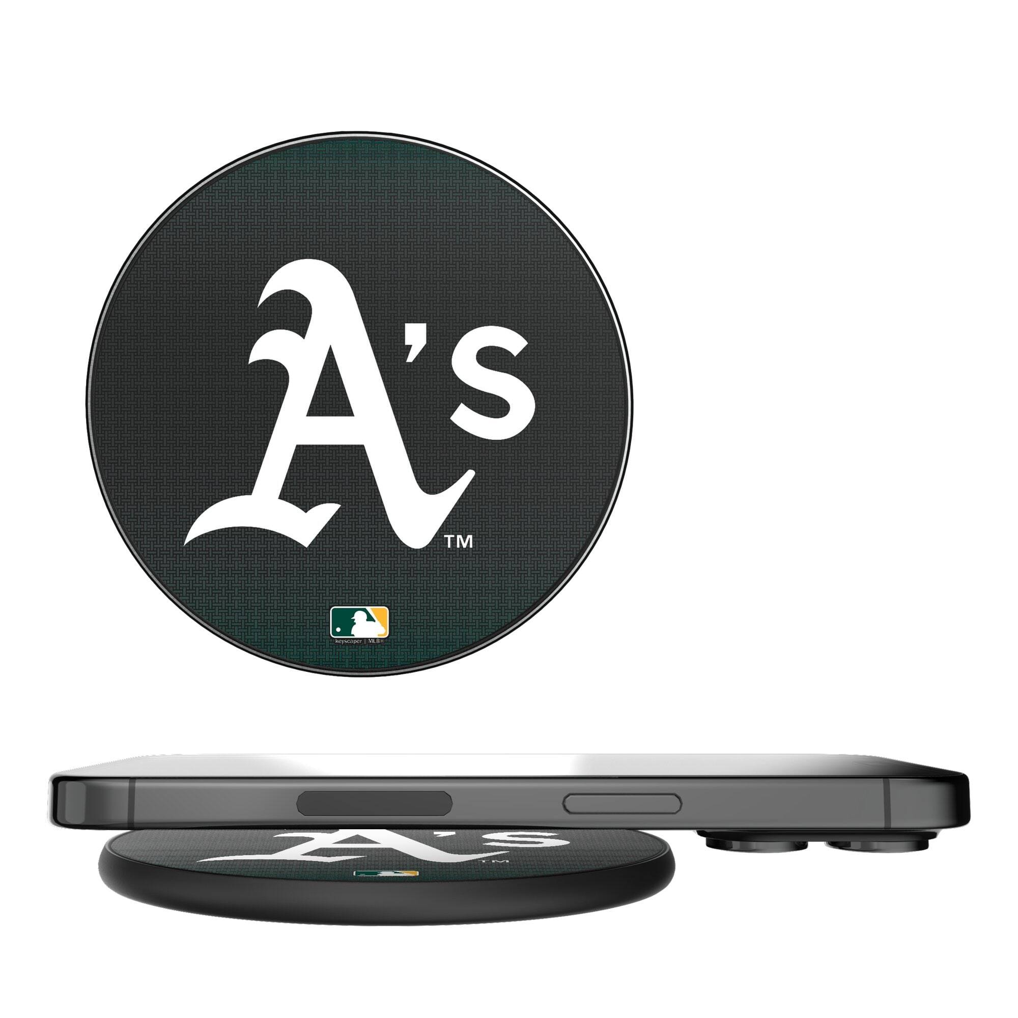 Front. Keyscaper - Athletics Linen Print Wireless Charger - Black.