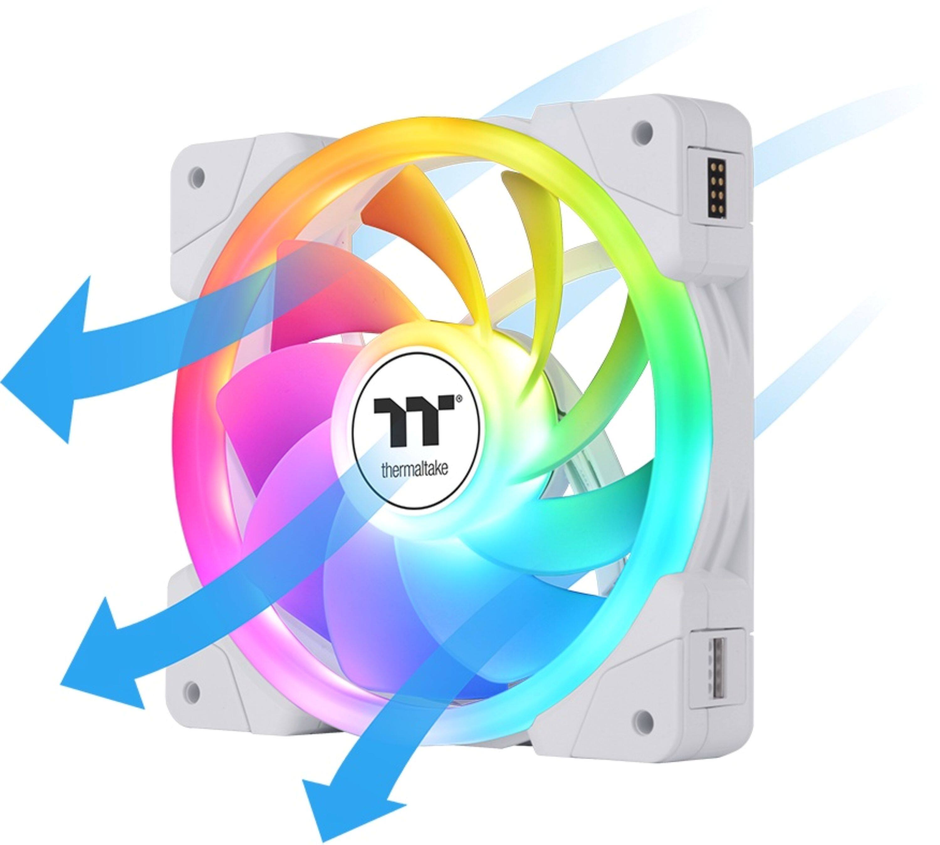 Alt View 4. Thermaltake - SWAFAN EX12 ARGB Sync 120mm Computer Case Cooling Fan TT Premium Edition (3-Pack) - Snow.