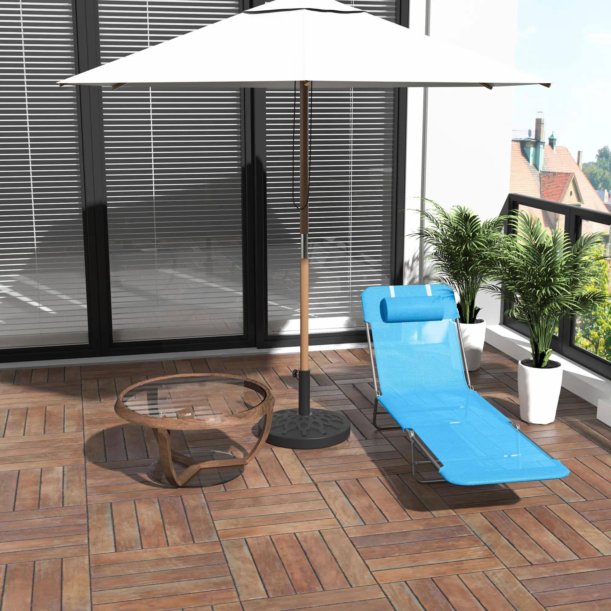 Alt View 6. Spaco - Spaco Folding Chaise Lounge, Reclining Back, Breathable Mesh, Headrest - Blue.