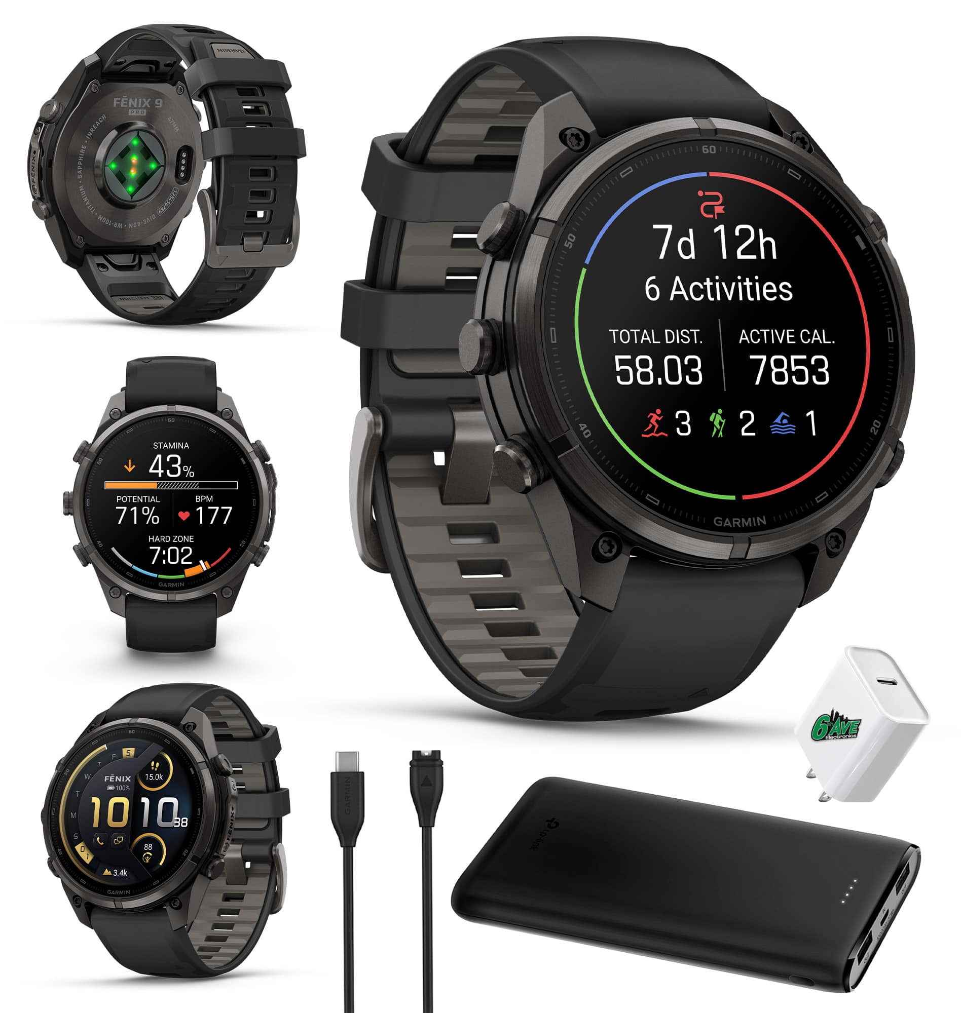 FNIX 9 FRO AMREACH DAPPHIRE BTANIUM

50
60 2 7d 12h 6 Activities
STAMINA 43%
TOTAL DIST. ACTIVE CAL. 58.03 7853 40 3 2 1
20
POTENTIAL BPM 71% 177 HARD ZONE 7:02
GARMIN
GARMIN
5
6%
R FNIX 15.0k H 100% 1010 88 :
3.4k