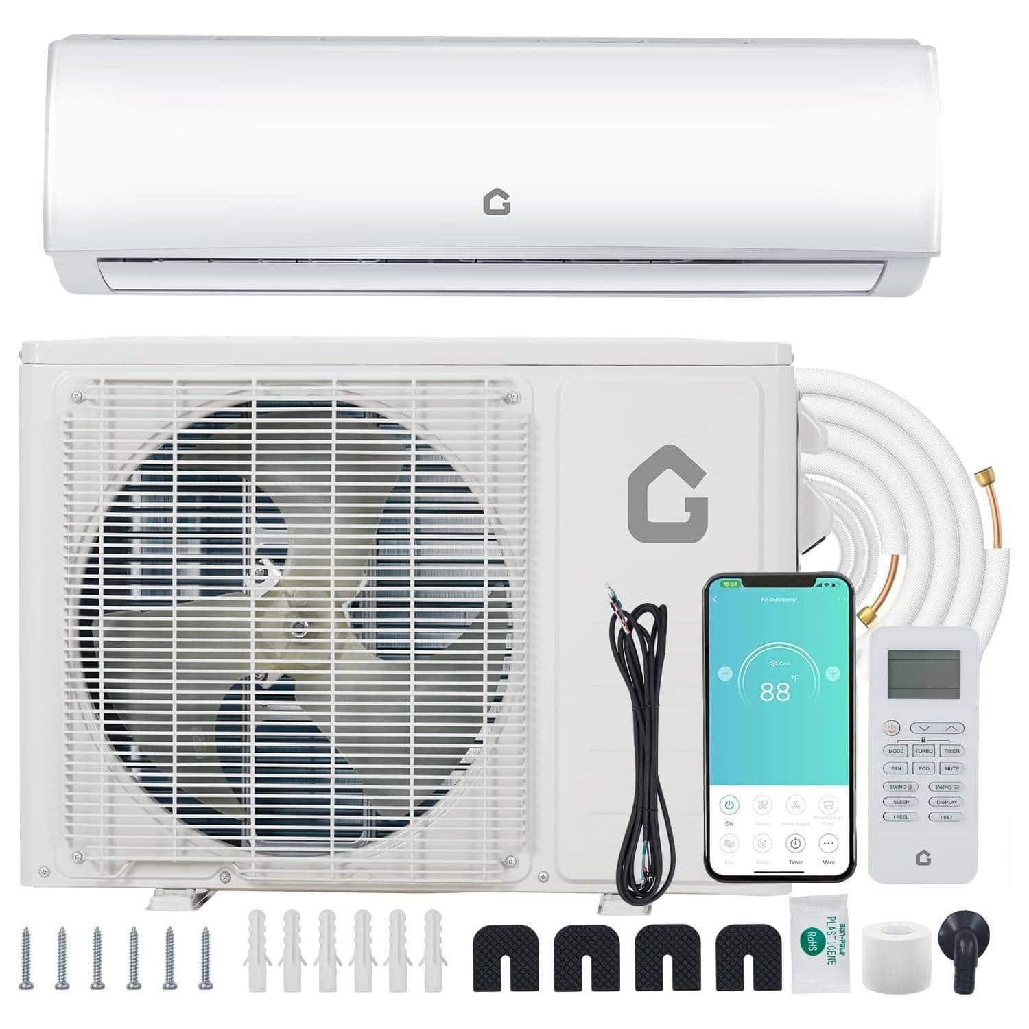 Acekool - 24 SEER2 9,000 BTU Mini Split Wall-Mounted Air Conditioner with Heating, Rooms up to 450 Sq.Ft - White