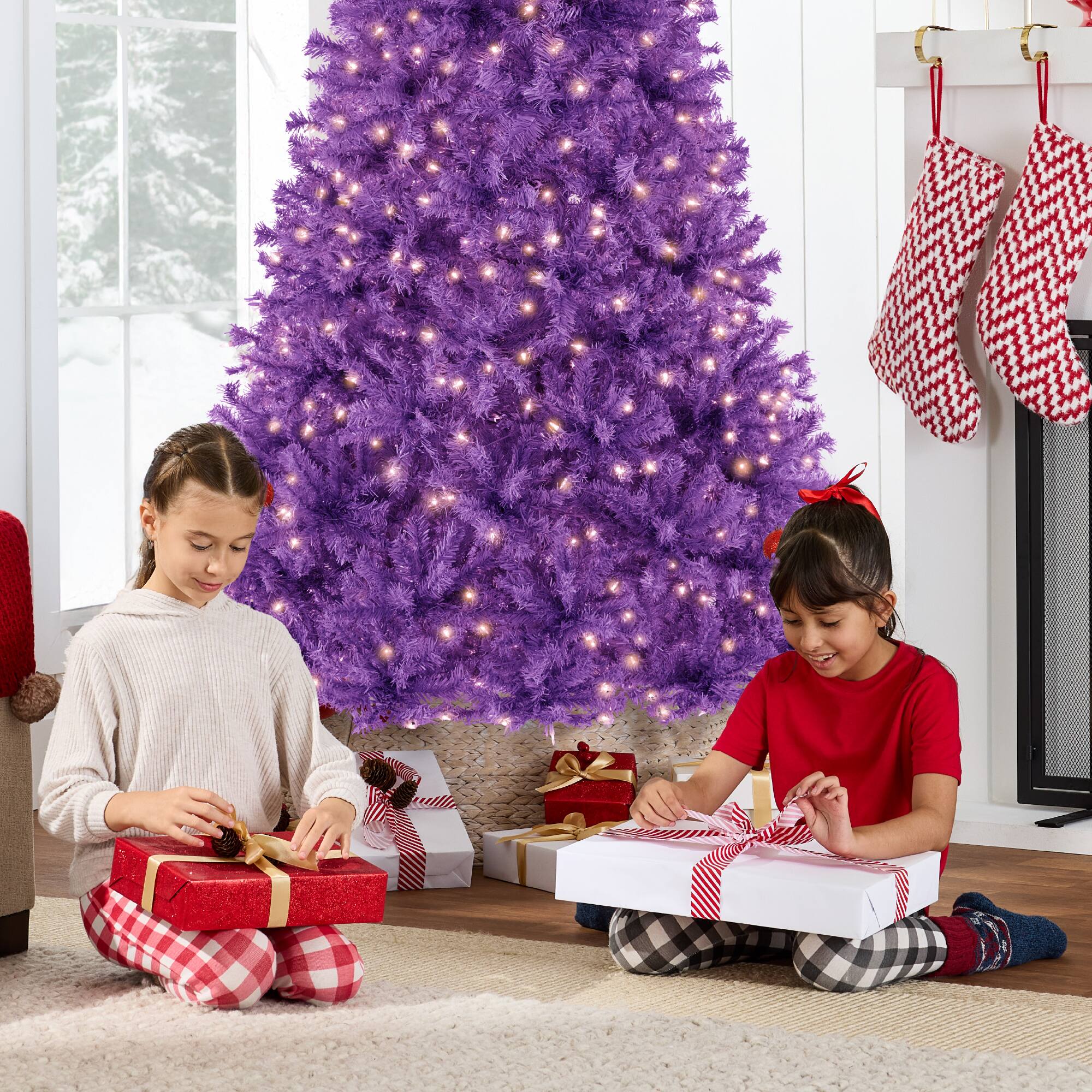 Alt View 4. Best Choice Products - Best Choice Products 7.5ft Pre-Lit Purple Christmas Tree, Artificial Holiday Decoration w/ 550 Lights - Purple.