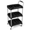 Front. Costway - Costway 3 Tier Rolling Tool Cart with Handle Tool Storage Slot Universal Wheels for Garage - Black.