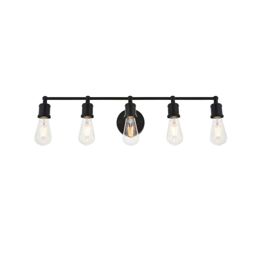 Alt View 4. Living District - Serif 5 light black Wall Sconce - Black.
