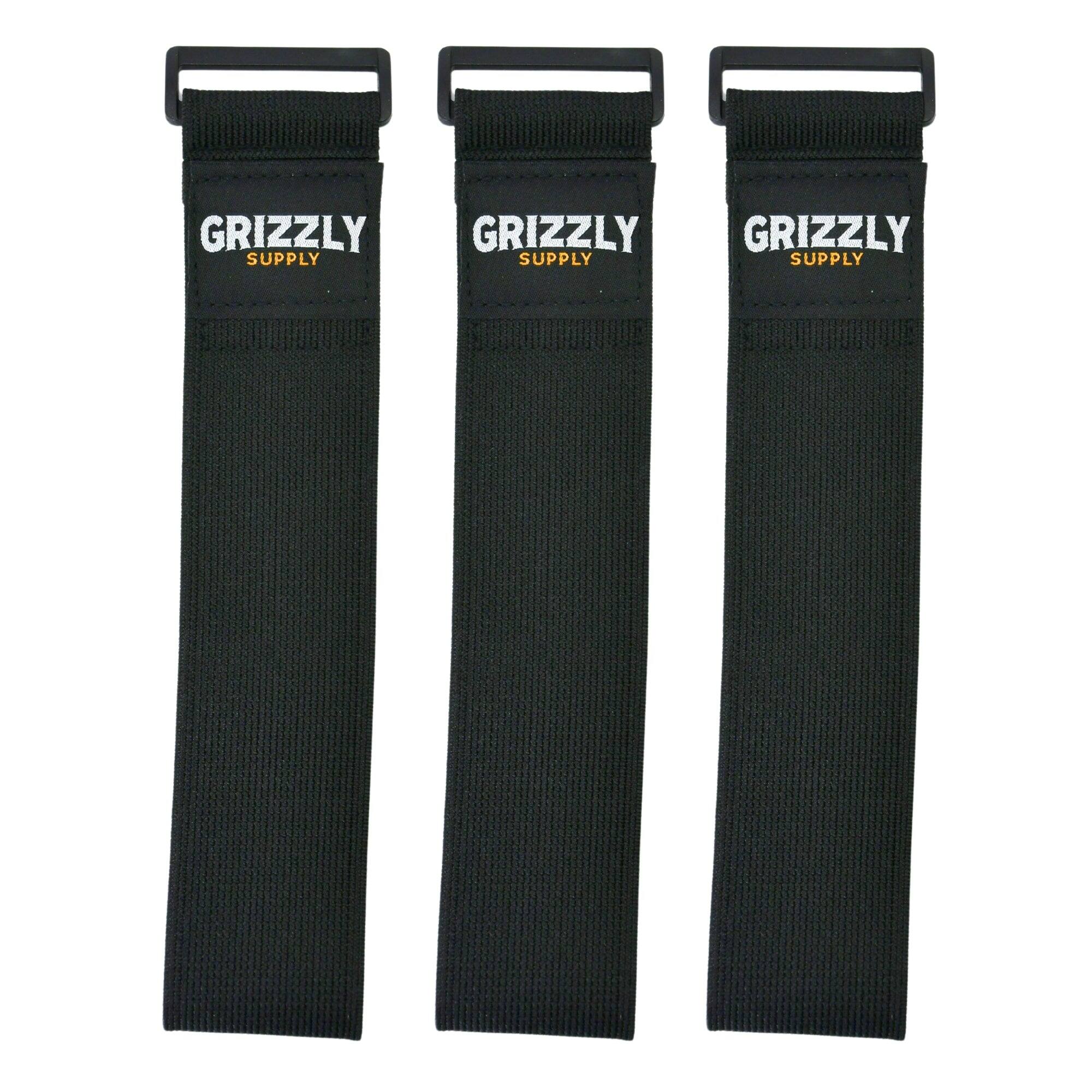 Grizzly Supply - 18" Hook and Loop Stretch Strap 3/pk - Black