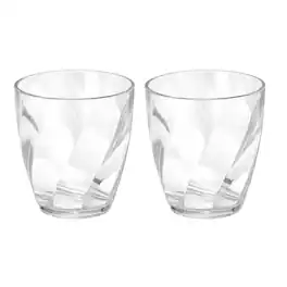 Unique Bargains - 2pcs Plastic Reusable Drinking Glasses, 10oz Diagonal Texture Unbreakable Stackable for Beer Juice - Clear