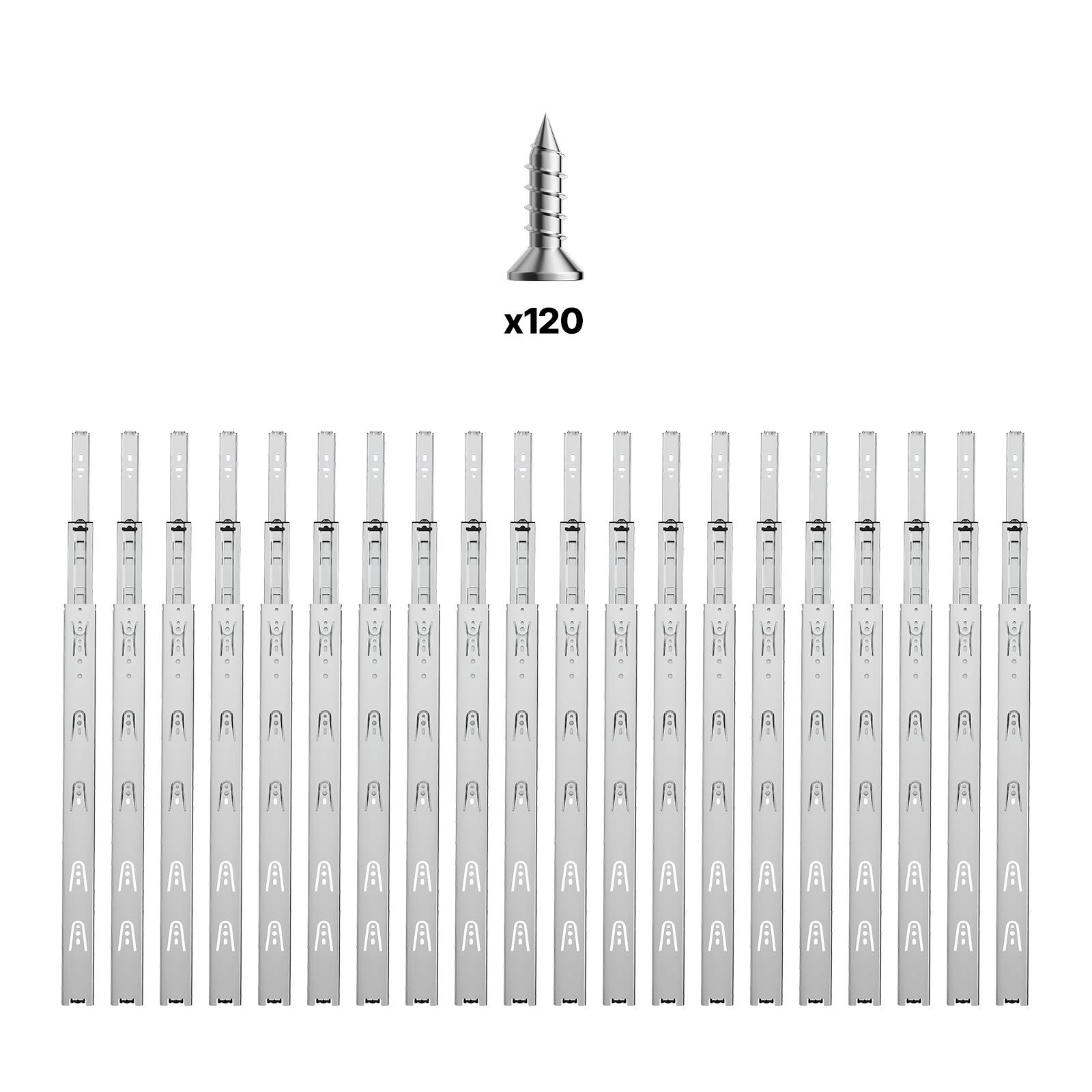 Alt View 5. VEVOR - Drawer Slides, 24 inch, 10 Pairs Full Extension Ball Bearing Cabinet Rails, 100 LB Load Capacity Heavy Duty Side Mount - Silver.