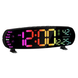 Dazzed Corner - Digital Wall Clock with Temperature, RGB Colors, Dual Alarms - Black